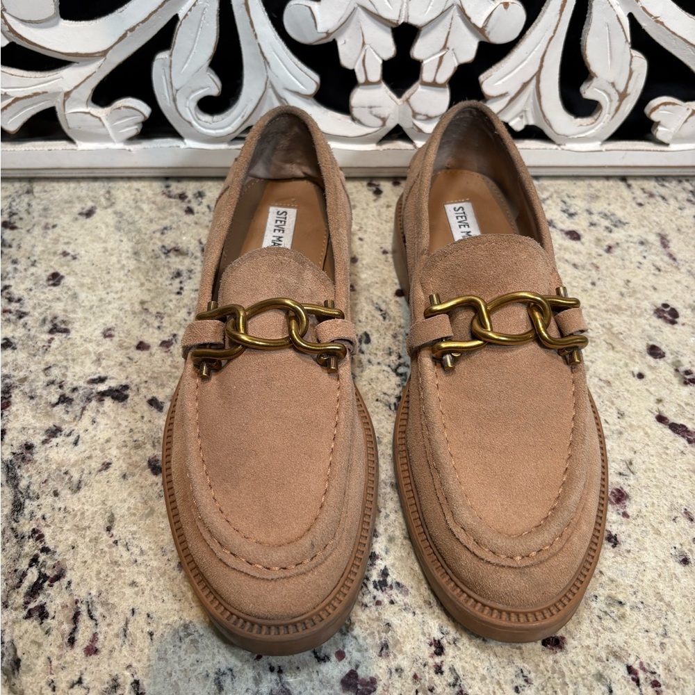 Steve Madden Karmine Suede Loafers Size 9 Tan